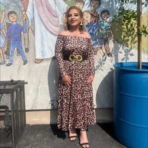 Leopard Print Off-Shoulder Dress